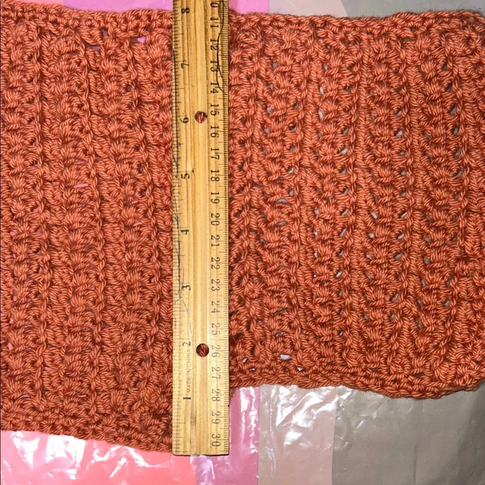 Handmade Crochet dish cloth Set in Rust and Blue with dish scrubby - Picture 4 of 5